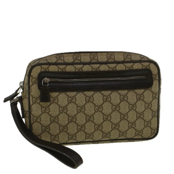 GUCCI GG Canvas Clutch Bag Coated Canvas Beige 73956 Auth ki3682 - Picture 1 of 16